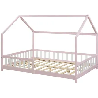 [en.casa] Hausbett Hesel 120 x 200 cm Kiefer rosa