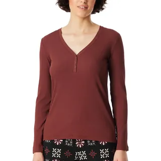 Schiesser Damen Schlafshirt Langarmshirt Knopfleiste Doppelripp - Mix + Relax
