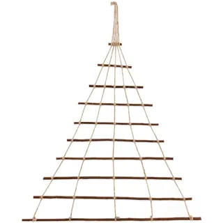 Floranica Weihnachtsdeko Hängender Weihnachtsbaum aus Weide Höhe 70 cm handgemachte Wand Deko mit Juteschnur Weihnachten Winterdeko Holzleiter Tannenbaum