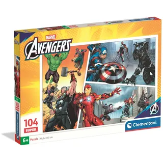 Clementoni Supercolor Avengers - Puzzle 104 Teile ab 6 Jahren - buntes Kinderpuzzle mit besonderer Leuchtkraft & Farbintensität - Puzzle für Kinder 25011