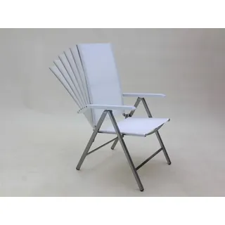 Müller MERAN Edelstahl verstellbarer Klappsessel Textilen weiß