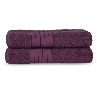 good morning Badetuch »Uni Towels«, (2 St., 2er Set Badetücher 70 x 140 cm), Baumwolle, Walkfrottee, Bordüre, 500 GSM, Weich, Einfarbig, Schwarz good morning bordeaux B/L: 70 cm x 140 cm