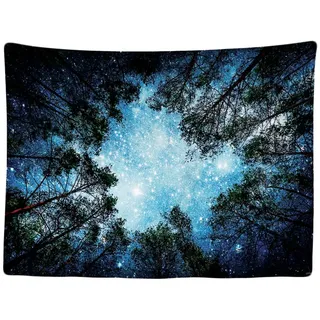 Ulticool - Wandteppich Dekoration Wohnung - Sterne Universum Planeten Natur Bäume Wald - 200 x 150 cm groß - Wandtuch Wandbehänge - Accessoires für Schlafzimmer Wohnzimmer Kinderzimmer
