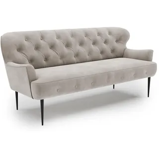 CAVADORE 3-Sitzer Küchensofa Amba, Trendige Sitzbank für Küche oder Esszimmer / 193 x 97 x 87 / Hochwertiges Mikrofaser: Hellgrau