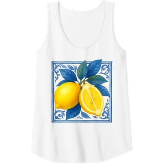 Frische mediterrane Zitronen Italien Tank Top, Damen, Weiß, L