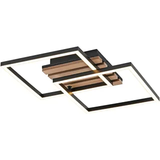 JUST LIGHT LED Deckenleuchte "AKUSTIKA", holz, natur, 1, H: 8,3cm, 1 Stk., Leuchten, Eichenfurnier und schwarz, Rahmen drehbar, LED Deckenleuchte