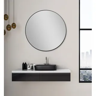 Talos Picasso Spiegel schwarz Ø 80 cm - mit hochwertigem Aluminiumrahmen für stilvolles Ambiente - Perfekter Badezimmerspiegel Rund, der Eleganz und Funktionalität vereint