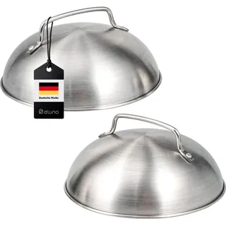 eluno Burgerhaube 2er Set - je 17,5 x 8,5 cm - Grillhaube, Schmelzglocke, Burger-Cover, aus hochwertigem Edelstahl