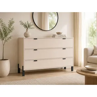 Kommode VERONA 3S Creme 3 Schubladen – Moderne Kommode mit Stauraum, Sideboard, Anrichte, Wohnzimmerschrank, Flurkommode, Schlafzimmerkommode - Creme