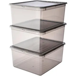 KEEEPER Aufbewahrungsboxen mit Air Control System, 3-teiliges Set, 3 x 18 l, Bea, Transparent