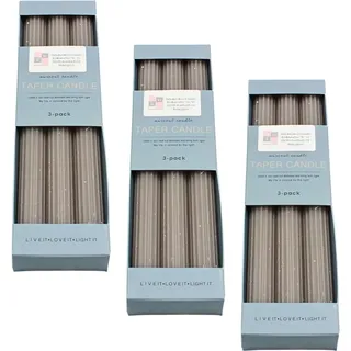 Dekohelden24 Stabkerzen/Leuchterkerzen, geriffelt, Größe: H/Ø ca. 25 x 2 cm. Menge und Farbe über Menü wählbar (Zinn, 3 Packungen)