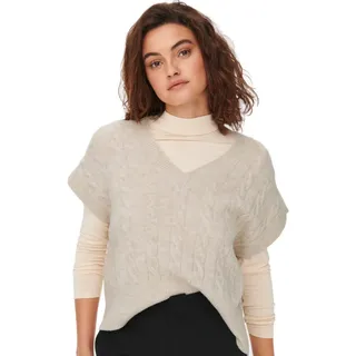 ONLY Damen Pullunder Strickpullunder ONLMELODY XS S M L XL Beige Braun V-Neck, Größe:M, Farbe:Oatmeal Melange 15249328