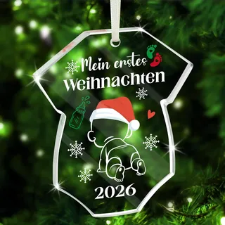 DPKOW Weihnachtskugel 2026 Mein Erstes Weihnachten Baby Geschenk Christbaumkugel 1. Weihnachten Baby Tannenbaum Deko, Durchsichtige Glass Christbaumschmuck mit Box