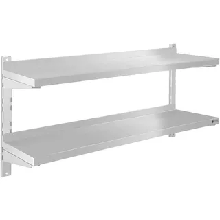 Royal Catering RCWR-120.2 Wandbord Zwei Ablageflächen Edelstahl 2 x 120 x 30 cm 3,5 cm Stärke 70 kg Belastbarkeit Wandregal Wandboard Regal Tellerbord