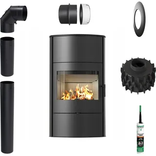 Kaminofen aus Stahl KRATKI AB/S/2/ROLLO Hoch Ø 150 10 kW - Schwarz