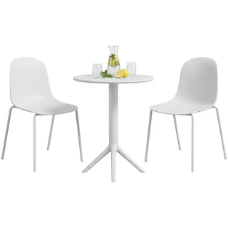 Gartenmöbelset Torin mit 2 Stühlen | Farbe: Weiß | Abmessungen: 162x60x85 cm