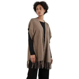 STREET ONE Damen A580765 Poncho mit Fransen, rich mocha mel, A