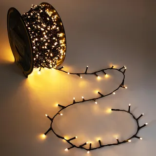 Außen Lichterkette auf Trommel soft gold 22 m mit Stecker - 750 LED - Weihnachtslichterkette mit Dual Timer und 8 Funktionen