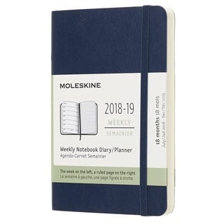 Moleskine Wochen Notizkalender, 18 Monate, 2018/2019, Pocket/A6, Soft Cover, Saphir