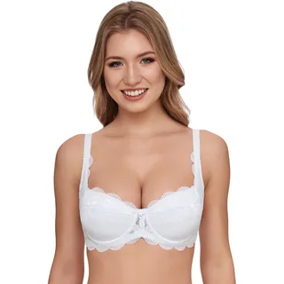 Dirndl-BH SUSA "Wiesn-Zauber", Damen, Gr. 85, Cup D, weiß (weiß d), Spitze, Obermaterial: 59% Polyamid, 37% Baumwolle, 4% Elasthan, unifarben, festlich, BHs Dirndl-BH, mit Spitze, elastisch, vorgeformte Cups, feminin, Topseller