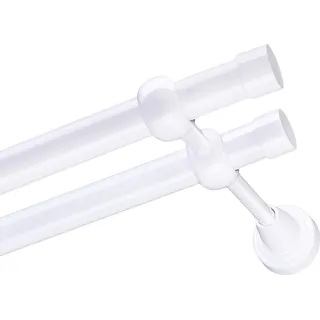 Voppi Gardinenstange Moderi 2-läufig 260 cm 19+19 mm weiß, moderne Vorhangstange, einfache Wandmontage - Weiß
