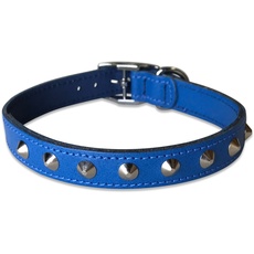 BBD Pet Products Nietenhalsband aus Leder, 1,9 x 35,6 bis 40,6 cm, Einheitsgröße, Königsblau