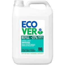 Ecover Waschmittel Universal Hibiskus & Jasmin (5L/100 Waschladungen), Flüssigwaschmittel mit pflanzenbasierten Inhaltsstoffen, pflegendes Vollwaschmittel für Erhalt und Schutz der Kleidung