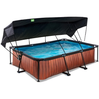 EXIT TOYS Wood Pool Set 300 x 200 x 65 cm inkl. Filterpumpe und Sonnensegel