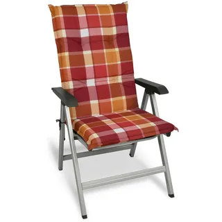 Beautissu Hochlehner Auflage 120 x 50 x 6 cm rot kariert 1 St.