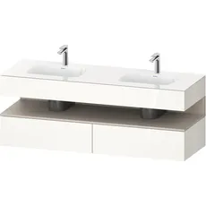 Duravit Qatego Einbauwaschtisch mit Konsolenwaschtischunterbau, 1600x550x600mm, Nische Taupe Matt, Doppelwaschtisch, QA4797091, Farbe: Weiß Hochglanz/mit Nischenbeleuchtung