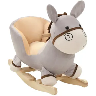 Schaukeltier Esel mit Rückenlehne Plüsch 60x32x55 cm Grau - Grau