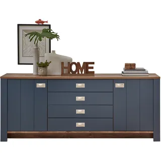 Innostyle Dijon Sideboard Holzwerkstoff Parisian Blue/Haveleiche Cognac