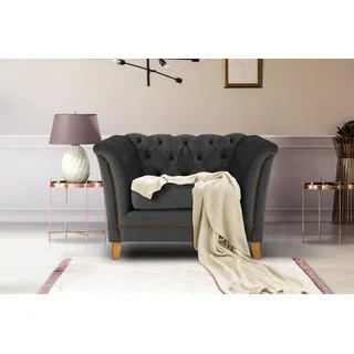 Home affaire Sessel »Newport modernes Chesterfield« mit Knopfheftung im Rücken, Keder und feinen Armlehnen, grau