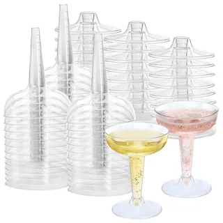 25 Stück SektgläSer Plastik, 150ML Durchsichtige SektgläSer Kunststoff Sektglas ChampagnergläSer