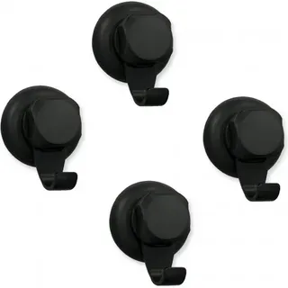Saughaken Wandhaken – 4er Set – Edelstahl – 8 cm – schwarz - Schwarz