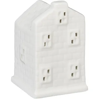 Relaxdays Teelichthalter Teelichthaus Keramik Weiß