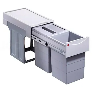 HAILO 3666821 Abfallsorter 30 (2x15) Liter TANDEM ab 30 cm Schrankbreite, hellgrau - Hellgrau