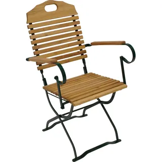 DEGAMO Gartensessel Klappsessel Klappstuhl im Kurgartendesign BAD TÖLZ, Flachstathl grün + Holz Robinie, klappbar - Grün, Braun