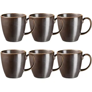 Mäser Kaffeebecherset , Braun, Schwarz , Keramik , 6-teilig , 330 ml , Geschirr, Tassen, Kaffeebecher