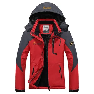 Mochoose Damen Outdoor Mountain Wasserdicht Winddicht Fleece Ski und Snowboard mit Kapuze Jacke Sportbekleidung Regen Camping Angeln Jagd und Arbeit Jacke (Rot, XL), rot, 46