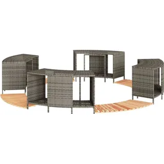 Whirlpool-Umrandung Grau Poly Rattan und Massivholz Akazie - Grau