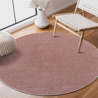 Carpet City Teppich »Friseé-Teppich FANCY900« rund 12 mm Höhe Kurzflor, Einfarbig, 3D-Optik, Streifen Look, rosa