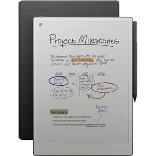 reMarkable Paper Pro Bundle – Leather Folio | 11,8 Zoll Farbdisplay und Leselicht mit dem reMarkable Paper Pro Papier-Tablet, Marker Plus Pen und der Book Folio Hülle aus hochwertigem schwarzem Leder