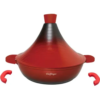 Aluguss Tajine Tagine Ø28cm Induktion Silikongriffe Gartopf Dampfgarer Bräte Rot - Rot