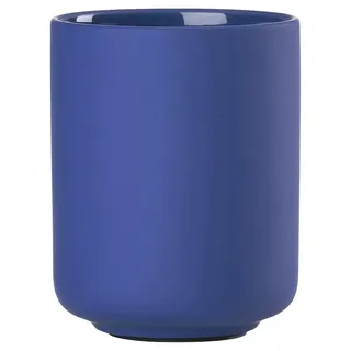 Zone Denmark Ume Zahnputzbecher, Zahnbürstenhalter, Zahnbürstenbecher, aus Steinzeug/Keramik, Schönes & Praktisches Badezimmer Zubehör, Durchm. 8,3 cm, Höhe 10,3 cm, Indigo Blue (Blau)