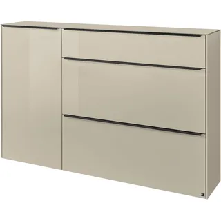 Sideboard "reno-Dielen", kaschmir matt lack, glas kaschmir glanz, B:160cm H:104cm T:32cm, Glas, Holzwerkstoff, SET ONE BY MUSTERRING, Sideboards, Sideboard, 1 Schubkasten, 2 Klappen, 1 Tür, Glasfronten in 2 Farben, 160 x 104 cm