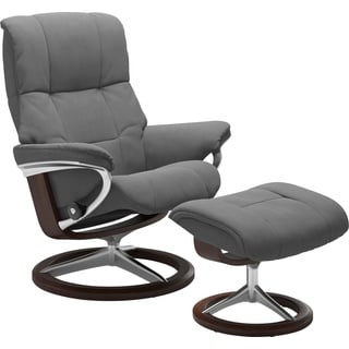 Stressless® Relaxsessel »Mayfair«, (Set, Relaxsessel mit Hocker), mit Hocker, mit Signature Base, Größe S, M & L, Gestell Braun, grau