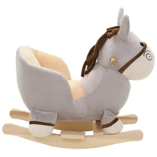 vidaXL Schaukeltier Esel mit Rückenlehne Plüsch 60x32x55 cm Grau - Grau
