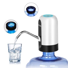 Wasserspender, USB, zum Aufladen der Wasserpumpe, elektrisch, tragbar, Wasserflaschenschalter für 5 Gallonen Universal-Flasche (weiß)