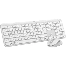 Logitech MK950 Signature Slim kabelloses Tastatur-Maus-Set, schlankes Design, leise tippen, Wechsel zwischen drei Geräten, Bluetooth, mehrere Betriebssysteme, Windows und Mac, DEU QWERTZ-Layout, Weiß
